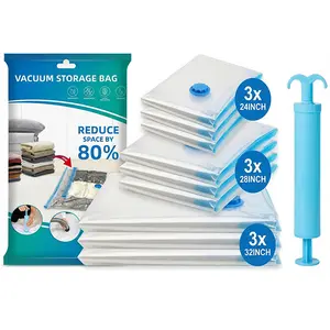 2026Extra Large Vacuum Storage Bags room organization products 9-Piece Travel Vacuum Compression Bag Set,Household Vacuum Storage Bags with Vacuum Pump storage organization Organiser Compact durable zipper