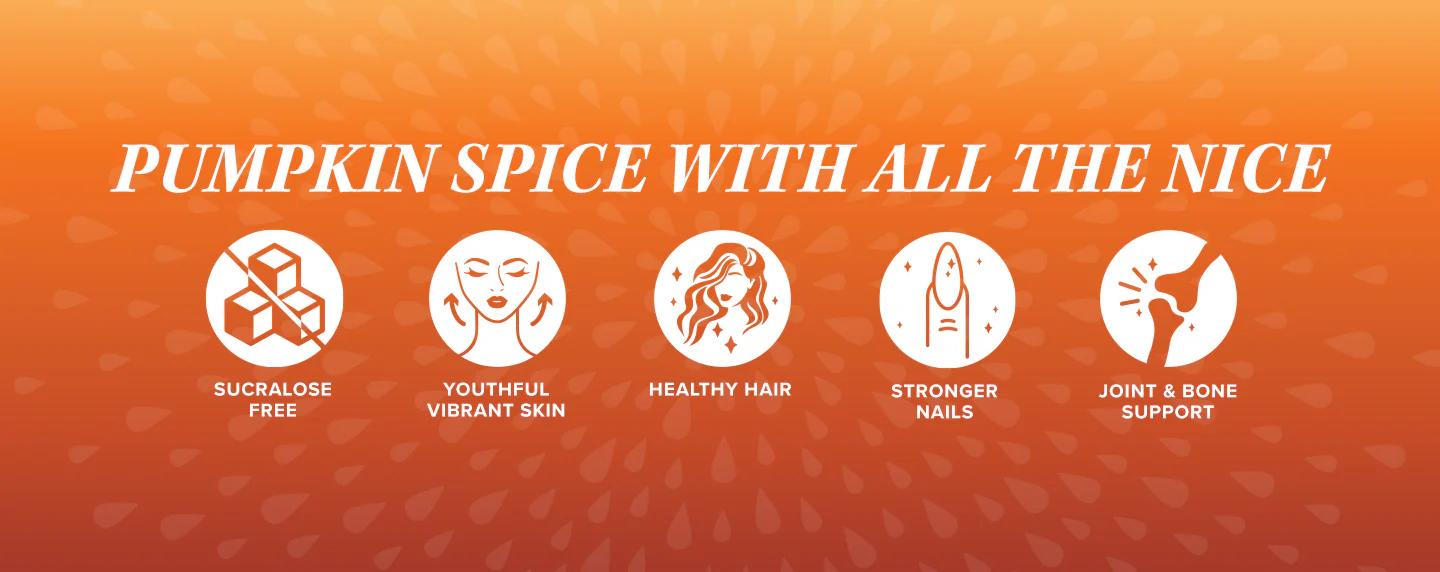 Multi Collagen Peptides Powder for Women - Hydrolyzed Flavored Collagen Powder for Women with Types I II III V & X Vitamin C & Hyaluronic Acid for Hair Skin and Nails (Pumpkin Spice) - 30 Servings