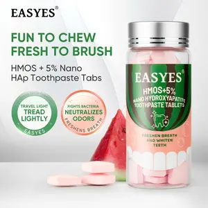 【Easyes】HMOs hydroxyapatite toothpaste tablets - chewable toothpaste tablets whitening teeth fresh breath enamel strengthening Highly Portable watermelon Mint flavor Fights Oral Bacteria fluoride free travel toothpaste SW-2