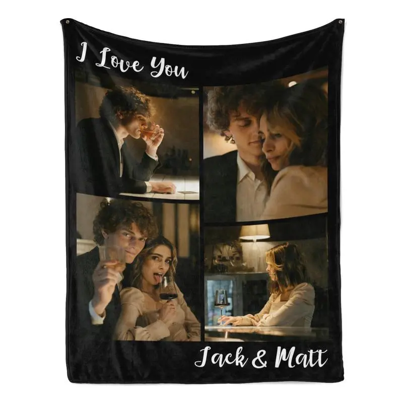 I love U Valentine's Day Gift Custom Blanket with Photo Personalized Blanket Customized Memorial Gift for Girlfriend Boyfriend scene