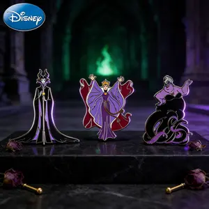 3PCS Disney Villains Enamel Pins Set Official Licensed Maleficent Evil Queen Ursula Metal Brooches Ideal Backpack Jacket Decor Disney Collectible Gift