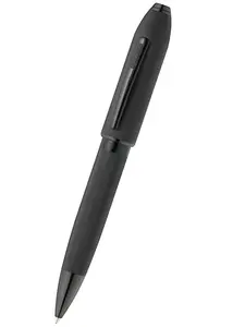 Peerless™ Polished Black PVD Engraved Diamond Pattern with Black PVD Appointments and Swarovski Crystal Ballpoint Pen
