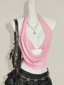 SHEIN ICON 2pcs Summer Going Out Beach Hawaii Party Homecoming Concert Club Glitter Backless Women Tank Tops & Camis