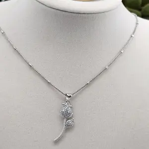 silver rose pendant