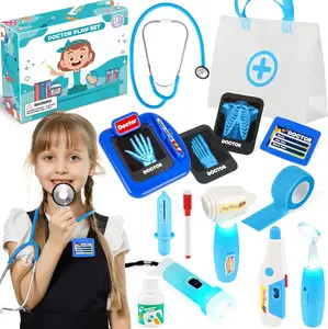 Kids Doctors Play Set, 15 Pcs Doctor Kit for Toddlers 3-5, Doctor Set with Real Stethoscope, Pretend Play Toys for Kids Boys and Girls, Halloween Christmas Birthday Gifts
