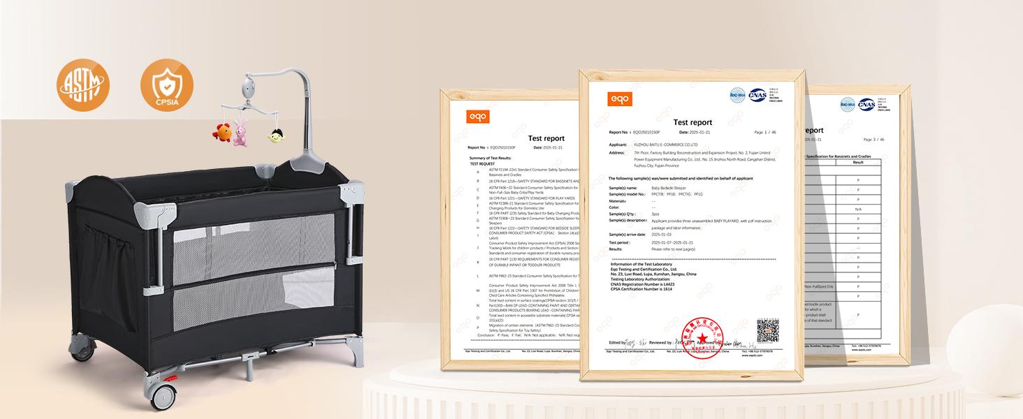 JOYMOR Pack and Play with Changing Table, 5-in-1 Portable Baby Bedside Bassinet with Storage, Travel Crib with Carry Bag, Compact Fold