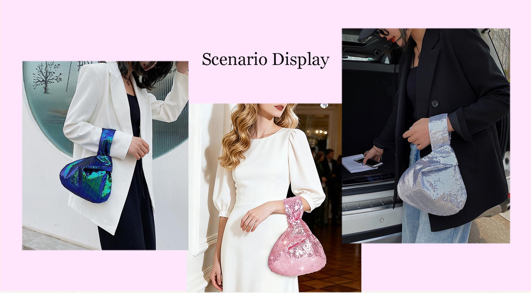 B2PRITY Sequin Wrist Bag Women's Mini Portable Wristlet Knot Pouch Sparkly Small Cute Evening Wallet Handbag Purse