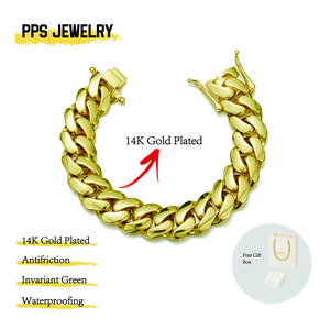 14K Gold Plated Heavy Mens Soild Cuban Link Chain Bracelet Miami8/10/12/14/16/18/20/22MM Hip Hop Jewelry