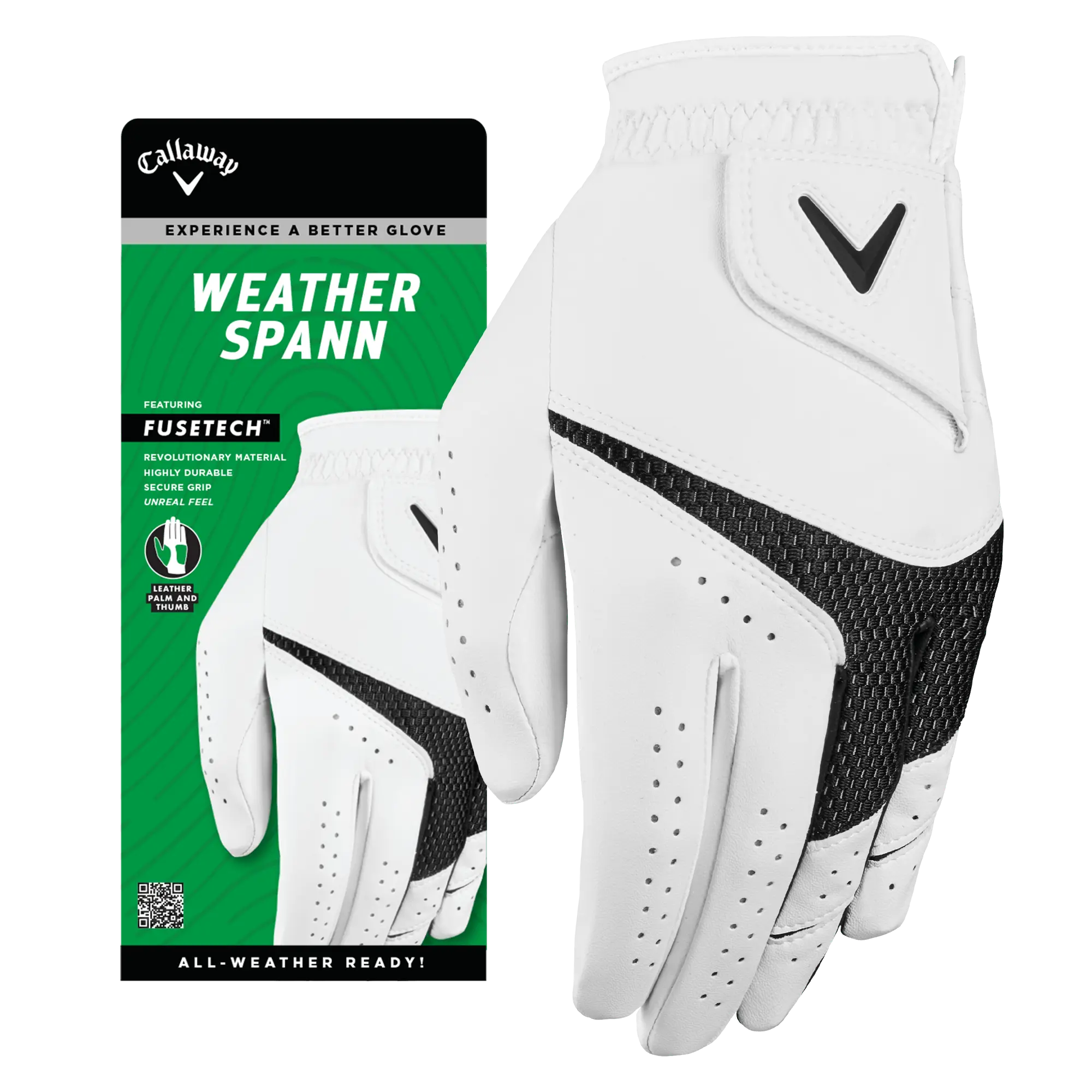 Callaway Golf Weather Spann Men's Golf Glove in White | Size: Cadet Large