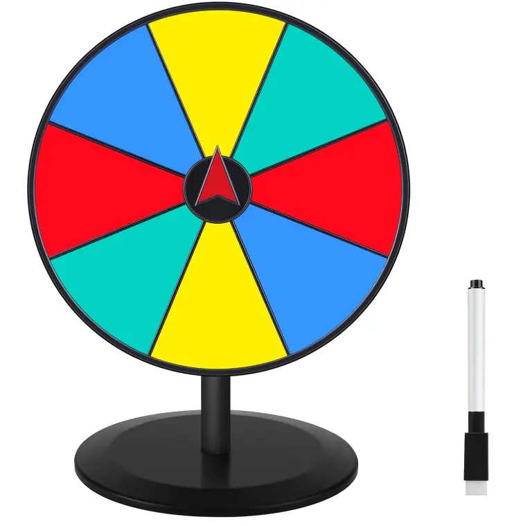 Prize Wheel 8 INCH Tabletop Roulette Wheel of Fortune Spin with Dry Erase Marker for Engaging Home Parties, Trade Show, Carnival Events,Party Birthday Wedding Housewarming