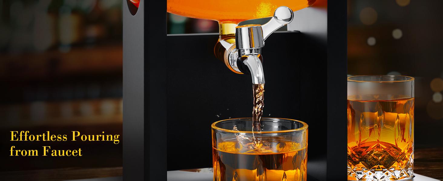 Football Whiskey Decanter Set, 47oz Liquor Decanter Set with 2 Glasses + 2 Footballs Chillers, Gifts for Men, Dad, Husband, Boyfriend, Coach, for Liquor, Bourbon, Scotch, Vodka, FIFA World Cup