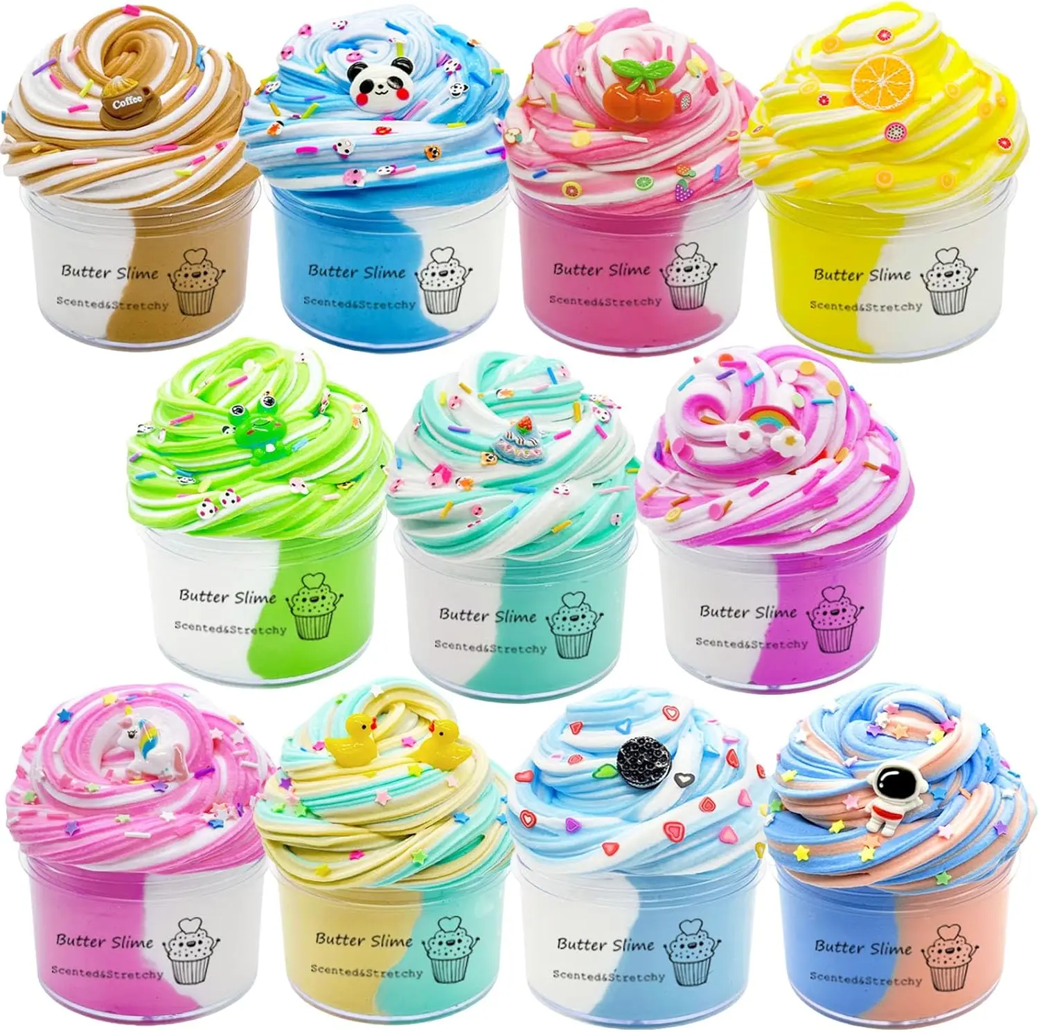 Summer Spring Gift Butter Slime Kit 11packed, Party Favors for Kids, Dual Colored, Novelty and Gag Toys for Girls and Boys, Creative Stimulation Toys, Christmas Stocking Stuffers