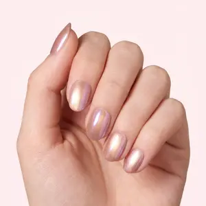 Dashing Diva Milky Champagne - Magnetic Press-On Gel Nails – Short Round Shimmer Nails, Waterproof & Chip-Resistant