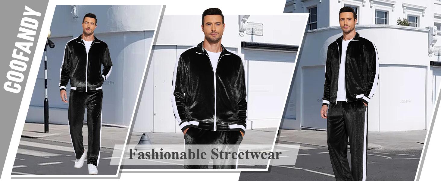 COOFANDY Mens Tracksuit 2 Piece Set Velour Velvet Sweatsuit Jogging Suits Full Zip Jacket Pants Outfits