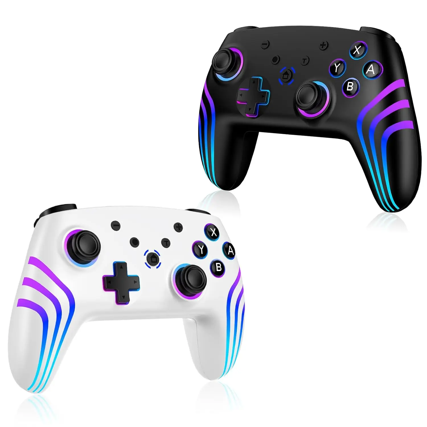JORREP 2 Pack Switch Controllers, RGB Switch 2 Controller for Switch/Switch 2/Lite/OLED, Wireless Pro Controller with Motion Sensor/Dual Vibration/Turbo/Wakeup