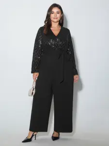 【Summer Turn-Up】BlOOMCHIC Plus Size Sparkly Sequin Side-Tie Jumpsuin [M-6X] 2026 Summer Pick for Mother's Day