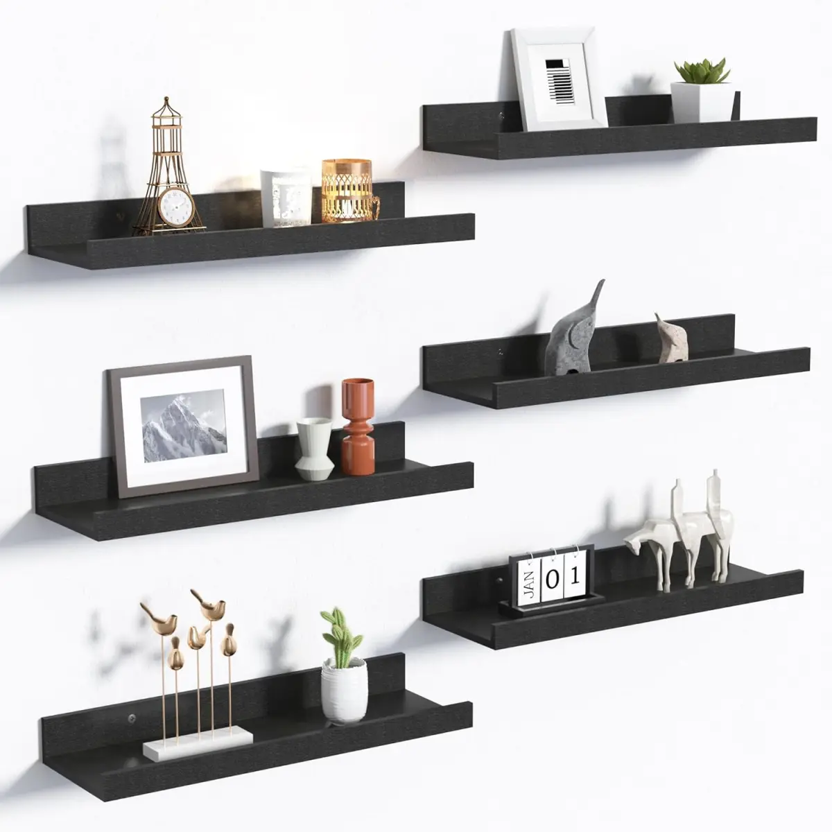 Ikea Floating Shelvesfor Wall, Wall Mounted Wood Shelves for Bedroom, Living Room, Bathroom, Kitchen,  Black Decor Decoration