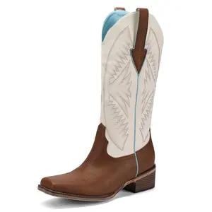【Tiktokshopmothersday】Women's Western Cowboy Boots – Wide Calf Square Toe Cowgirl Boots with Embroidered Shaft  Chunky Heel Fall Fashion
