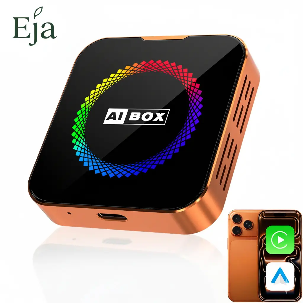 Eja Orange Ai Cube Pro Max Wireless Carplay Adapter for iPhone & Android Auto Ai Box with Netflix YouTube Supports TF Card Dongle Plug and Play Easy Setup Carplay Video Entertainment for iOS 10+ and Cars After 2016 Car