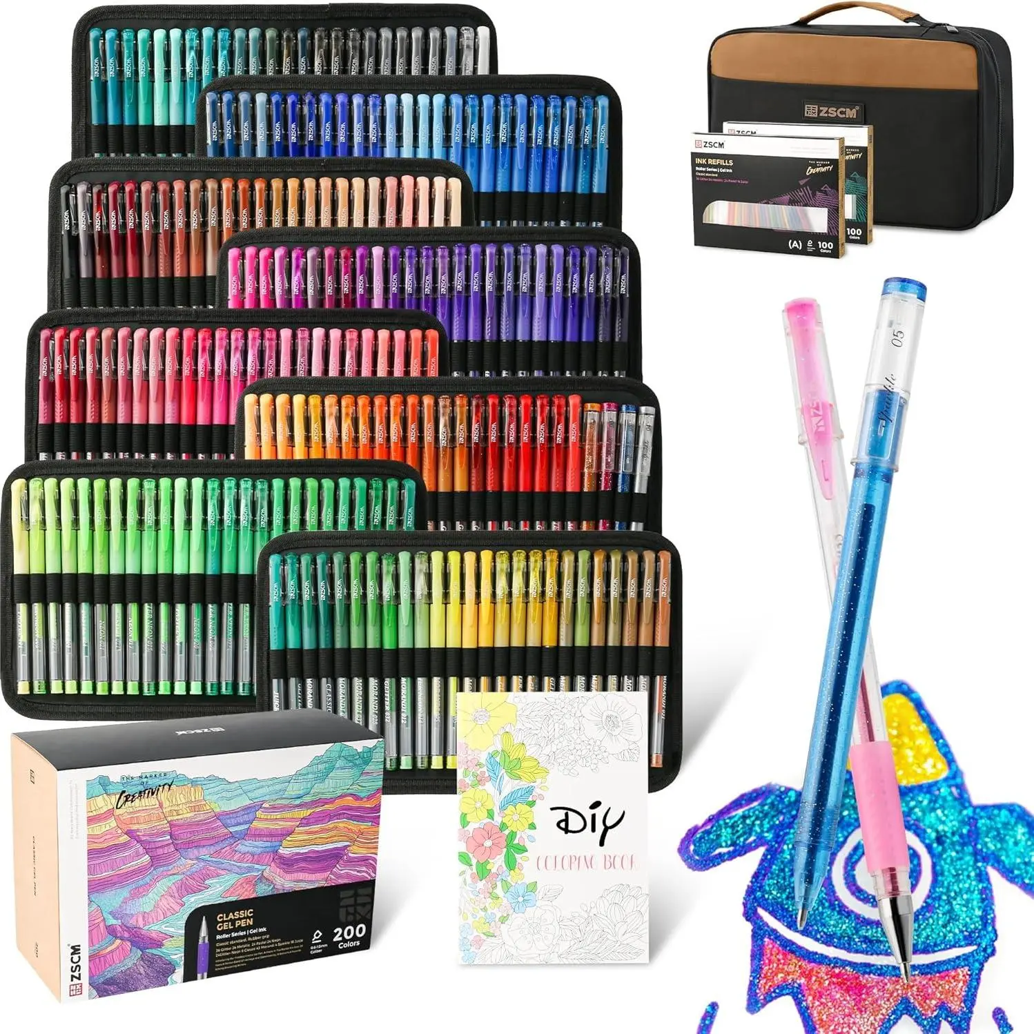 ZSCM 400 Pack litter Gel Ink Pens Set,drawing kit 200 Artist Colored Pens With 200 Refills,  Vibrant Colors for Lettering, Coloring Books, Scrapbooking, Planner and More colorful pens, crafts, drawing, , stuff for girls Morandi Pastel Neon tiktokshopbackt