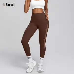BRXL【Discount for live】 Compression Leggings with Breathable Mesh Panels for Women Tummy Control Leggings High Waist Workout Athletic Yoga Pants