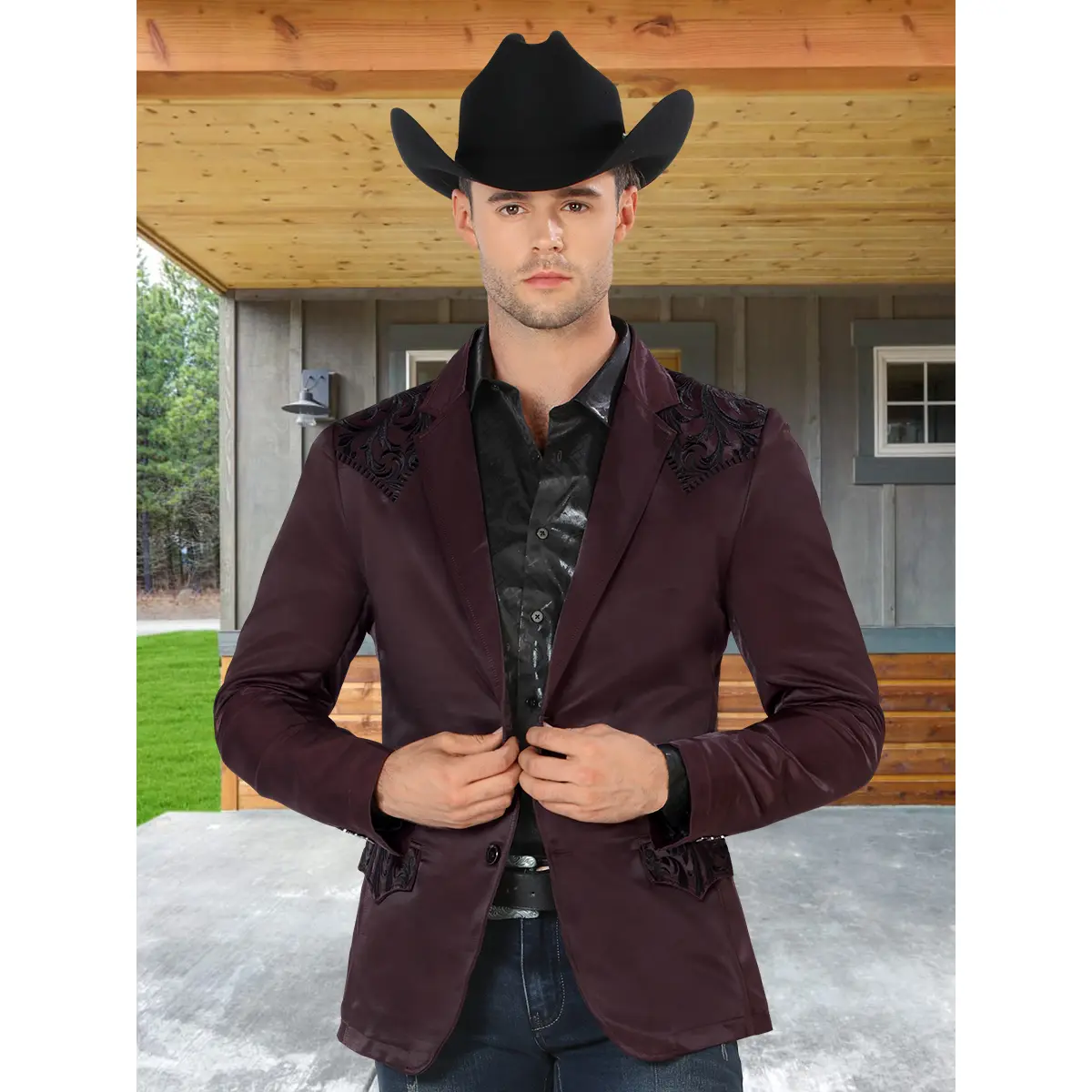 Saco MONTERO Bordado Para Caballero Slim Fit Estilo MT-2178