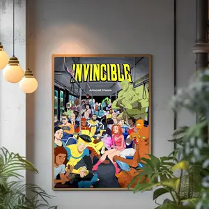 [FAST SALE UP TO 45%] Modern Superhero Comic Cover Prints, Invincible TV Show Inspired Art, Minimalist Battle Damage Decor, Man Cave Gift, Unframed Print Only