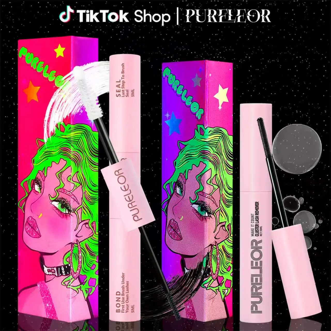 PURELEOR Lash Bond and Seal 3 Days Hold Quick Dry with Eyelash Remover for DIY Clusters Lashes Extension Makeup Suitable for Sensitive Eyes