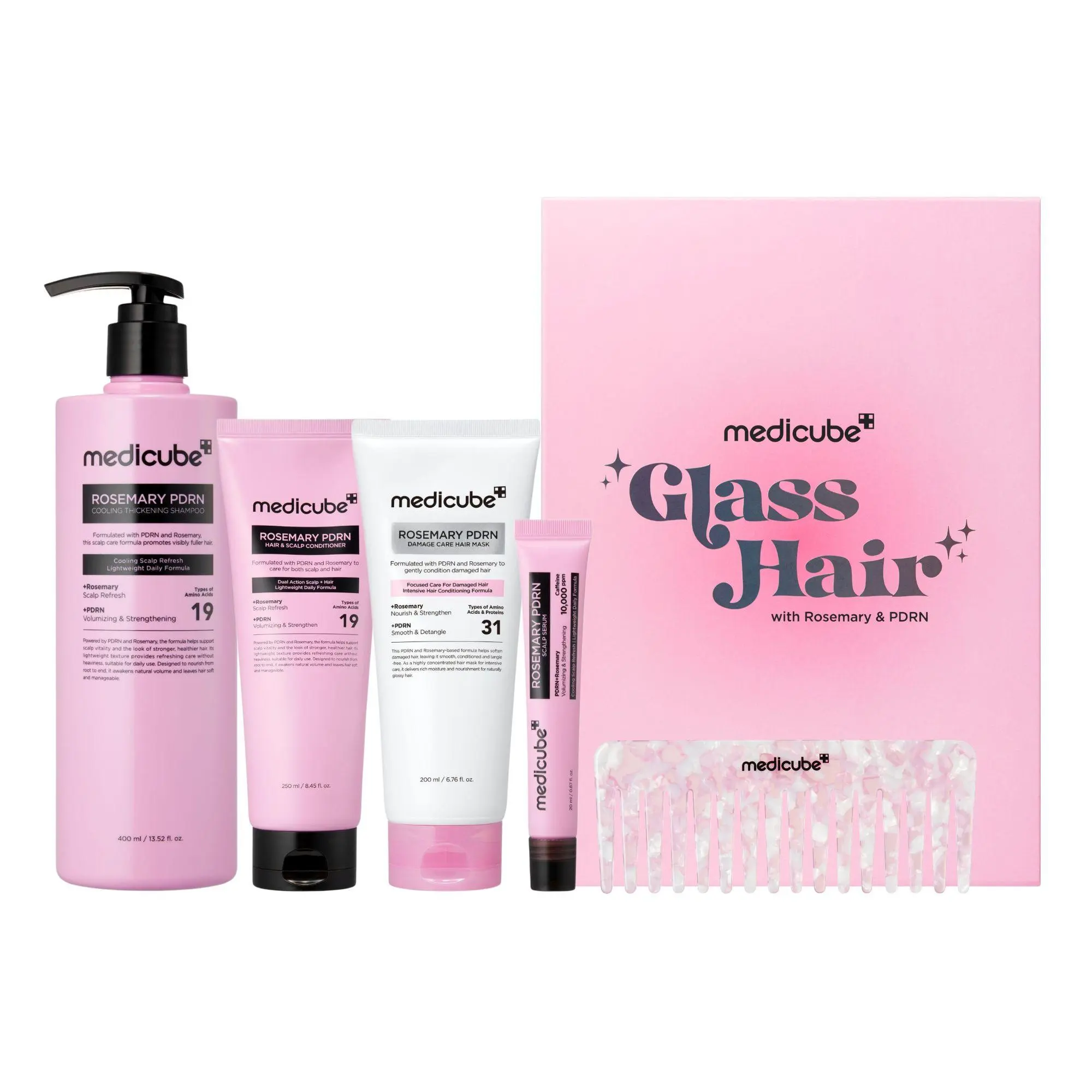 [NEW] [medicube] Rosemary PDRN Scalp-to-Hair Strengthening Set | Includes Shampoo, Conditioner, Hair Mask, Scalp Serum | Hair Thinning Care Set for Dry & Oily, Damaged, Frizzy Hair, Oily Flaky-looking Scalp | Korea Hair Care