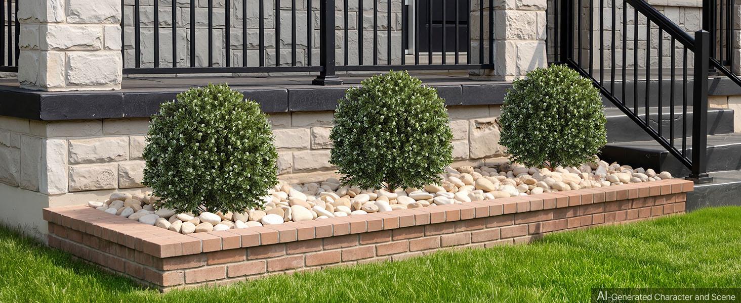 VEVOR 2-Pack 20-in PE Plastic Artificial Boxwood Topiary Balls with Metal Ground Spikes, Decorative Evergreen Faux Plants Fake Greenery for Room Decor, Front Door#BacktoSchool VEVOR 2-Pack 20-in PE Plastic Artificial Boxwood Topiary Balls with Metal Ground Spikes, Decorative Evergreen Faux Plants Fake Greenery for Room Decor, Front Door#BacktoSchool