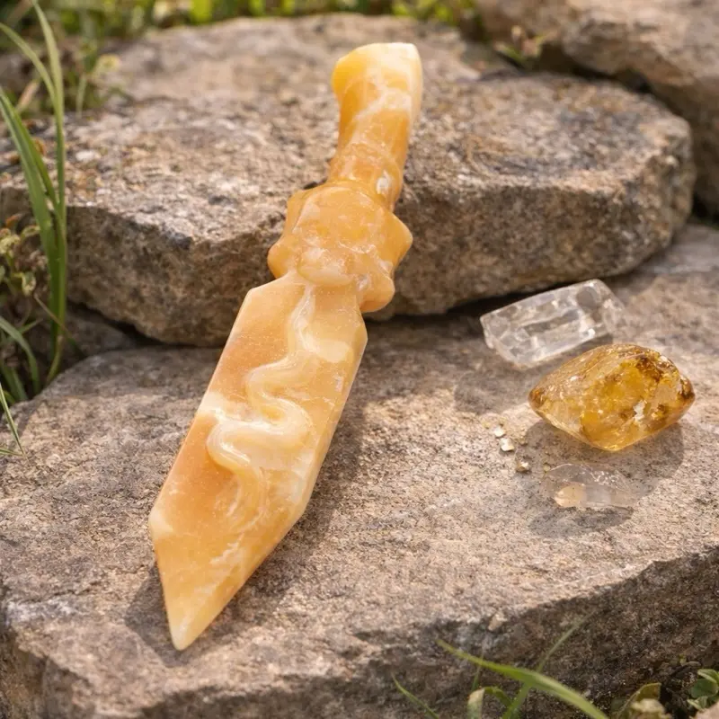 Orange Calcite Crystal Knife