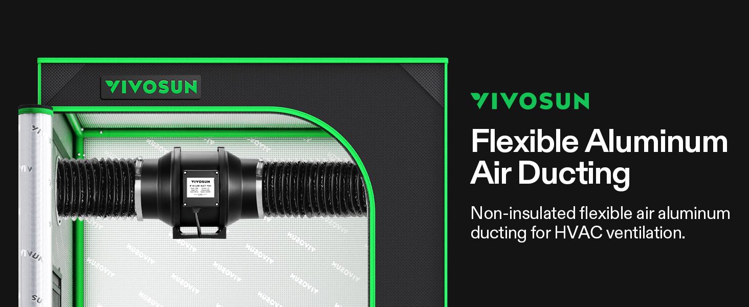VIVOSUN Dryer Vent Hose, Aluminum Foil Ducting, Heavy-Duty Dryer Hose Vent Kit for HVAC Ventilation, Exhaust, Duct Fan Systems, Black Flexible Air Duct w/ 2 Clamps VIVOSUN Dryer Vent Hose, Aluminum Foil Ducting, Heavy-Duty Dryer Hose Vent Kit for HVAC Ventilation, Exhaust, Duct Fan Systems, Black Flexible Air Duct w/ 2 Clamps