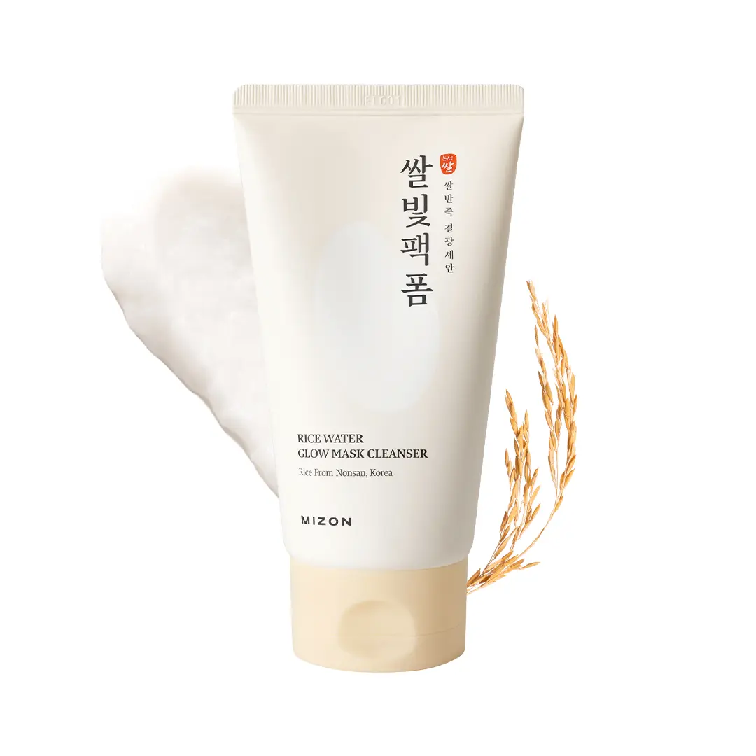 MIZON Rice Water Glow Mask Cleanser, 2-in-1 Face Wash and Mask with Rice Seed Water, Niacinamide, Ceramide NP, Squalane, and Shea Butter for Hydrating and Glass Skin, 5.07 fl oz Daily Facial