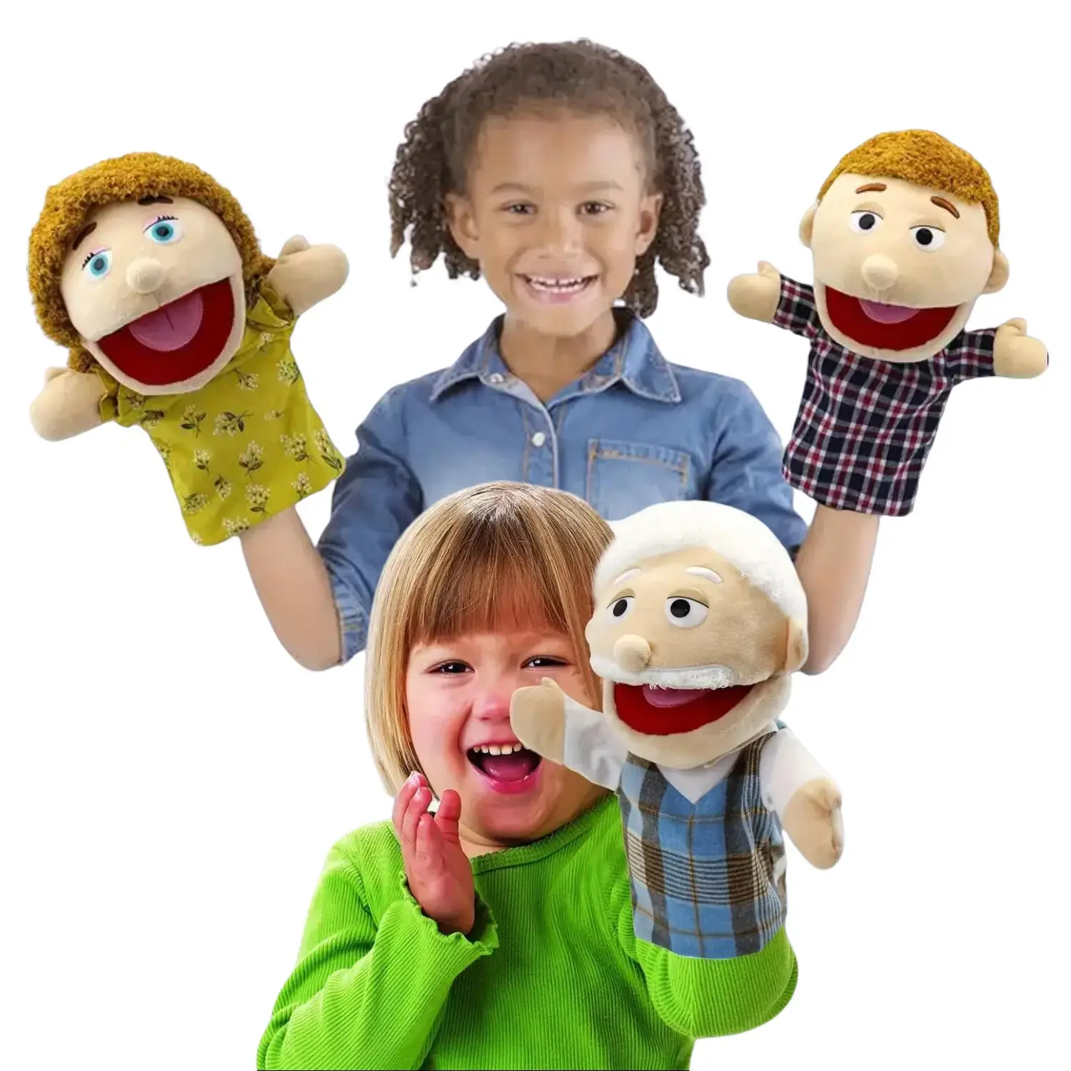 6pcs Family Hand Puppets 12 Inch Grandparents, Mom & Dad, Brother & Sister Plush Hand Puppet Toys Role-Play Toy Puppets for Kids Storytelling Imaginative Pretend Play Teaching Preschoo Valentine's Day giftsl