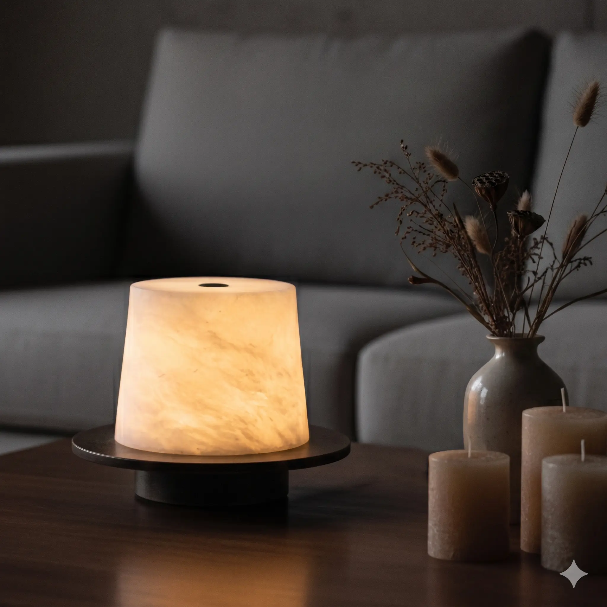Handcrafted Real Cloud Stone Natural Alabaster Creative Desk Lamp - USB Port, Built-in Li-ion Battery, Rechargeable, Dimmable, Adjustable, Romance Mood Lighting, for Bedroom Late-Night Reading, Indoor Table Lamp