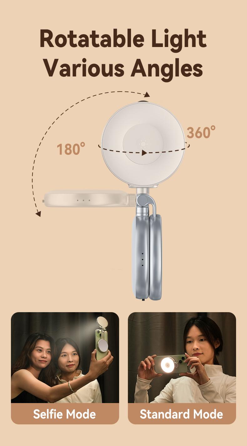 TELESIN 3 Color Temperatures Magnetic Mirror Selfie Light 360° LED Ring Light with MagSafe, Mirror and Phone Stand, Portable Rechargeable Light,for Makeup, Live Streaming, Video,Compatible with iPhone 17/all series, Samsung,Android,Mother's Day Gifts TELESIN 3 Color Temperatures Magnetic Mirror Selfie Light 360° LED Ring Light with MagSafe, Mirror and Phone Stand, Portable Rechargeable Light,for Makeup, Live Streaming, Video,Compatible with iPhone 17/all series, Samsung,Android,Mother's Day Gifts