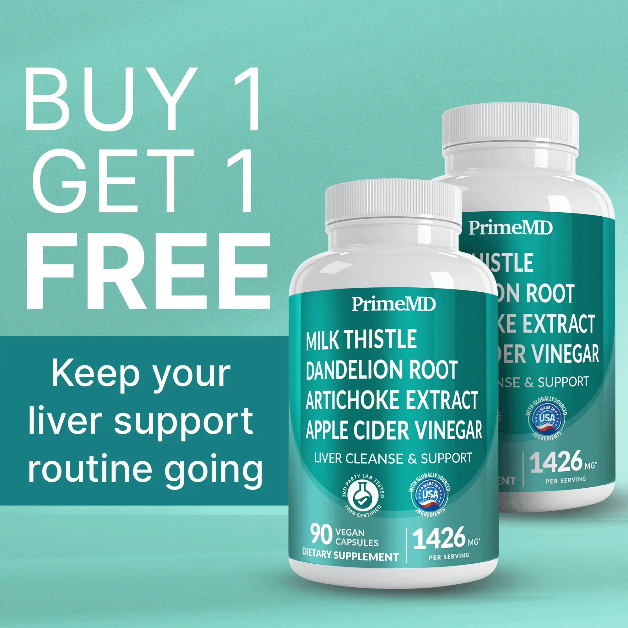 PrimeMD (2 PACK) 32-in-1 Liver Support Supplement - 1426mg, 90ct - with Milk Thistle, Silymarin, Artichoke Extract, Beetroot Powder - Comprehensive Wellness Formula