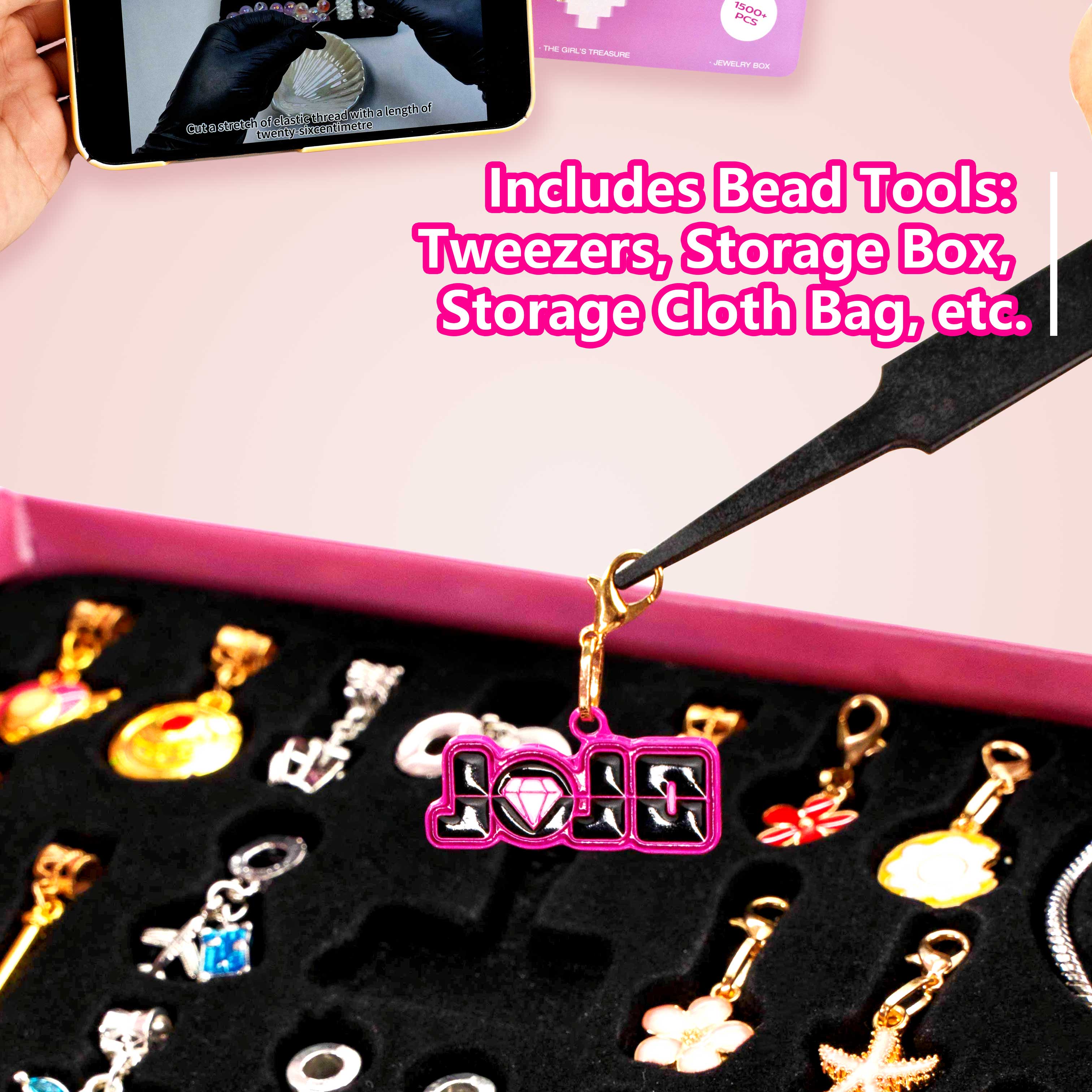 DIYJOJO The girls treasure gift box , Bead Pen Bracelet Necklace  Headdress making kit,Christmas Birthday Festivals Gift.