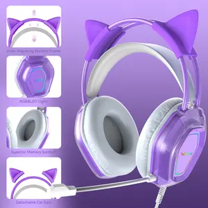 Cute Cat Ear Gaming Headset for Girls – Wired RGB Headphones with Mic, Soft Noise-Isolating Earmuffs, 7.1 Surround Sound, Compatible with PC & PS5/PS4, Lightweight Pink Gamer Headphones for Streaming, Gaming & Online Chat | Perfect Kawaii Setup Upgrade