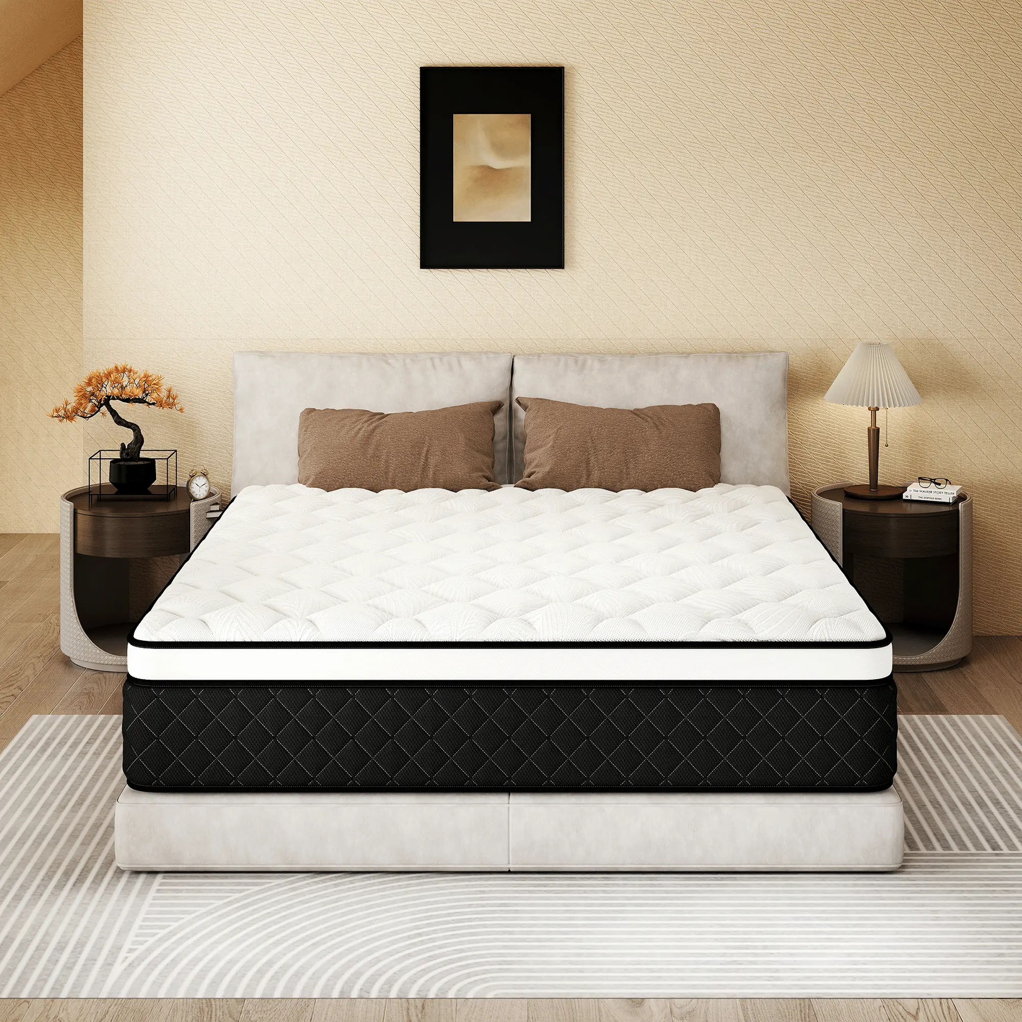 Queen size mattress 12/14 Inch Twin Hybrid Mattress, Medium Firm with Memory Foam and Zoned Pocket Springs for Enhanced Lumbar Support and Pressure Relief