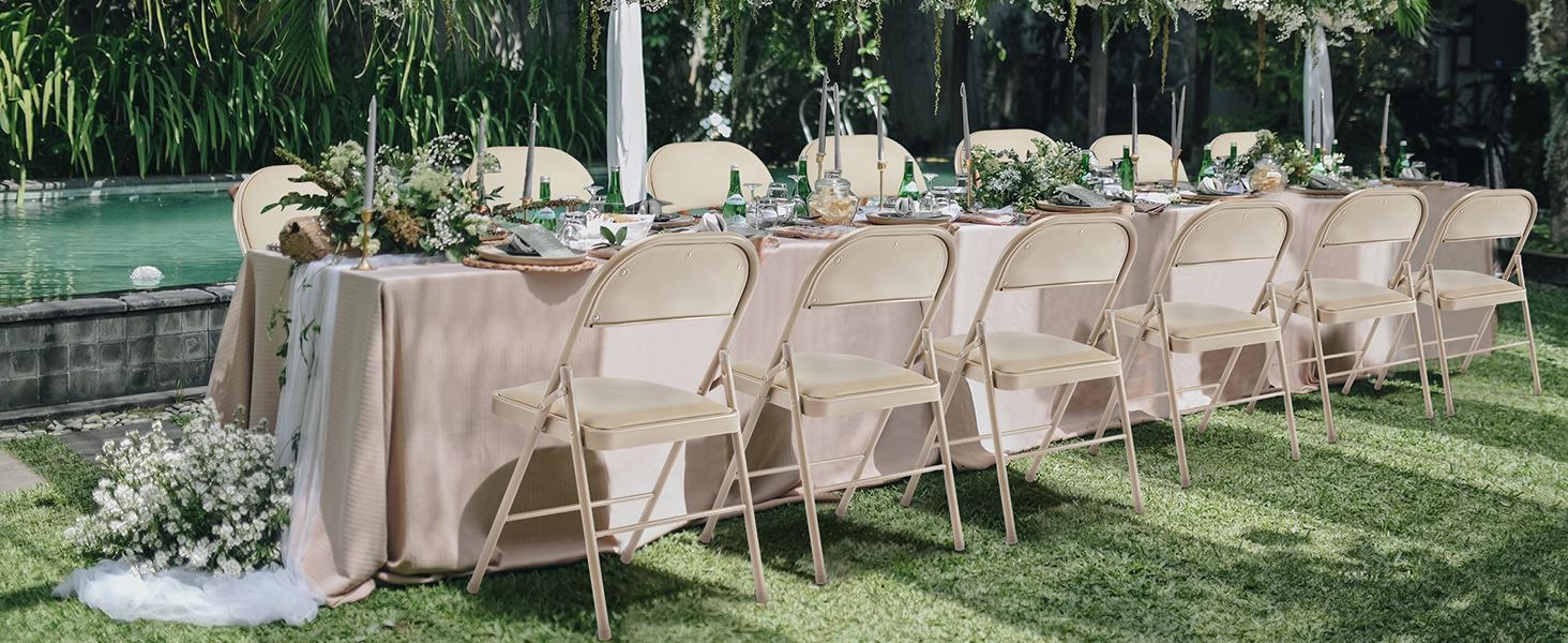 Folding Chair, Leather Padded Folding Chairs, Sturdy Metal Foldable Chairs, Outdoor and Indoor, for Home, Office, Party