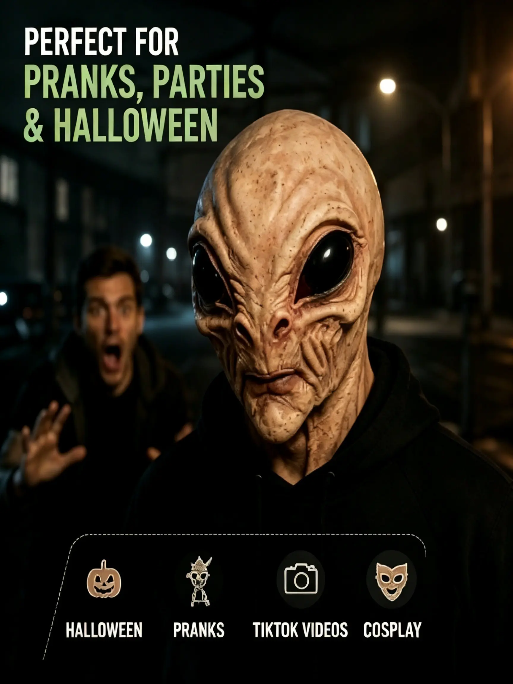 Realistic Alien Mask, Mask Design, Ideal for Halloween Costumes, Cosplay & Festival Parties, Unique Party Prop & Accessory