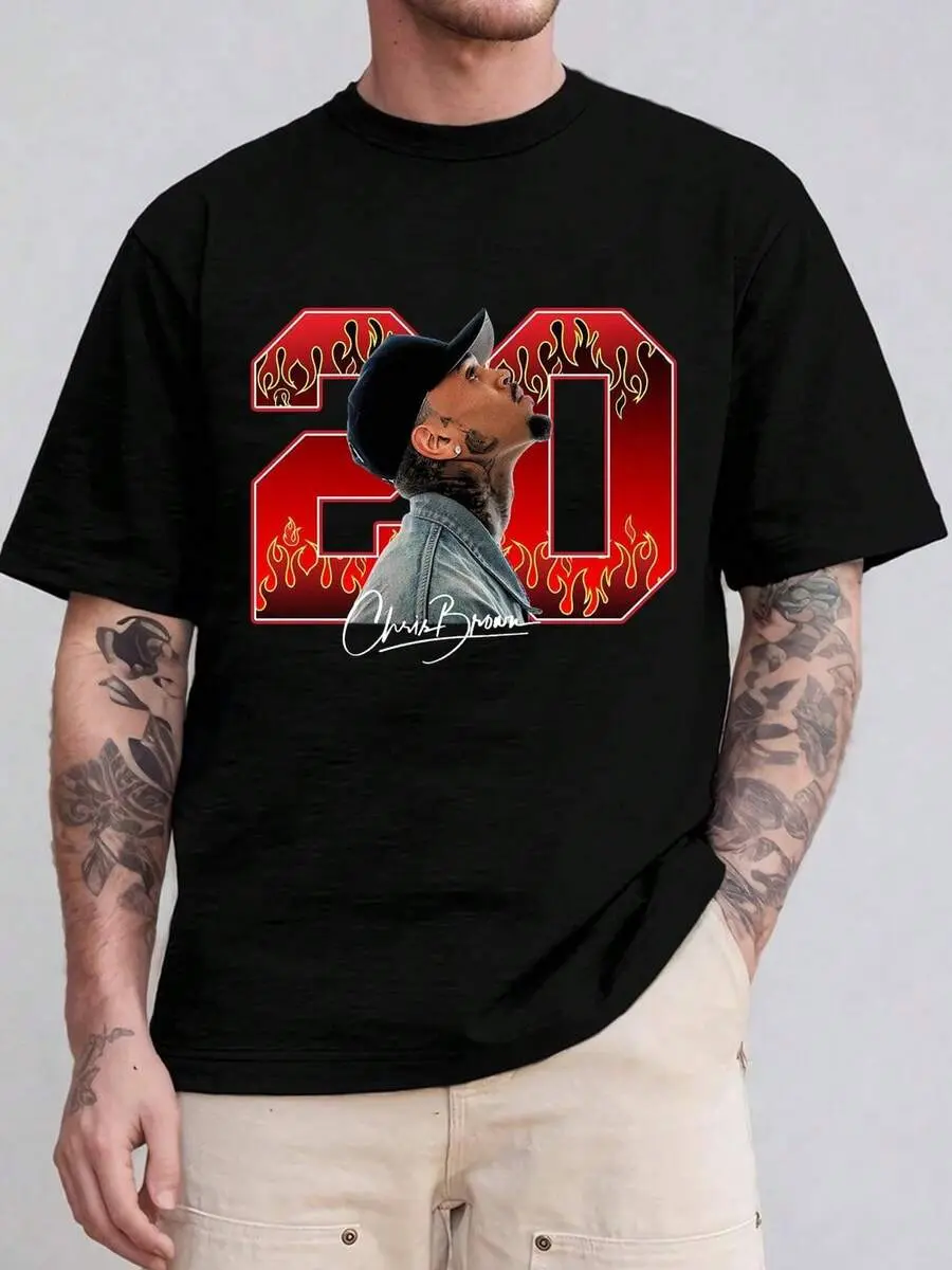 Chris Album Covers Printing T-Shirt With Chris R&B Brown Breezy Bowl XX Tour 2025 Printing Design Concert T-Shirt Vintage Heavy Cotton 90s Bootleg Streetwear Women's And Men's Round Neck Short Sleeve Tee T-Shirt,CB Fans' Must-Have Shirts