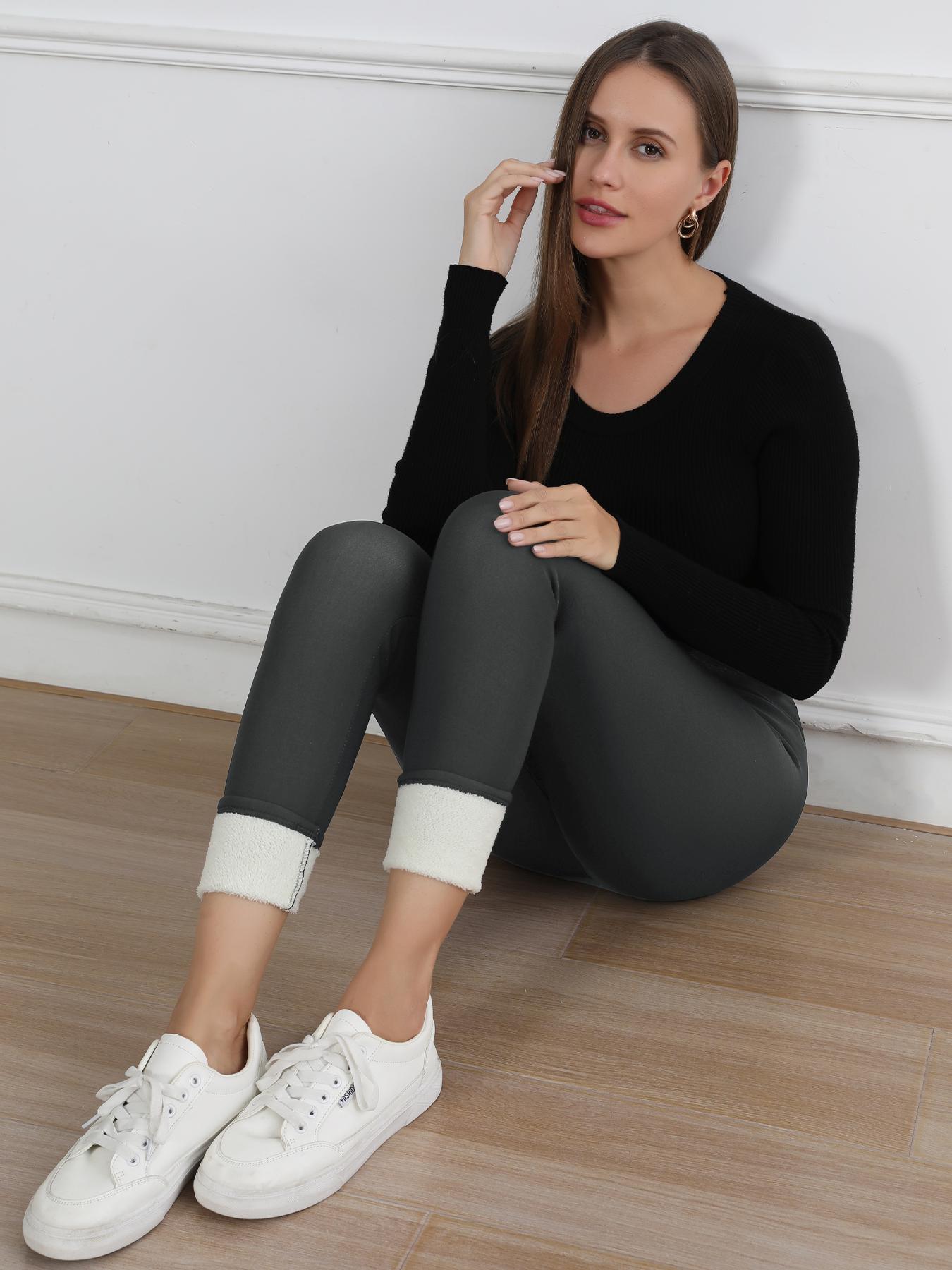 CHRLEISURE 3PCS Winter Warm Fleece Lined Leggings High Waist Women Workout Wear for Yoga Riding Casual Wear in Red Black & Gray