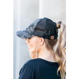 Aili's Corner Nylon CC Camo Criss-Cross Ponytail Hats, Fashion Clothes Accessories Baseball Cap Adjustable Adjustable Hat
