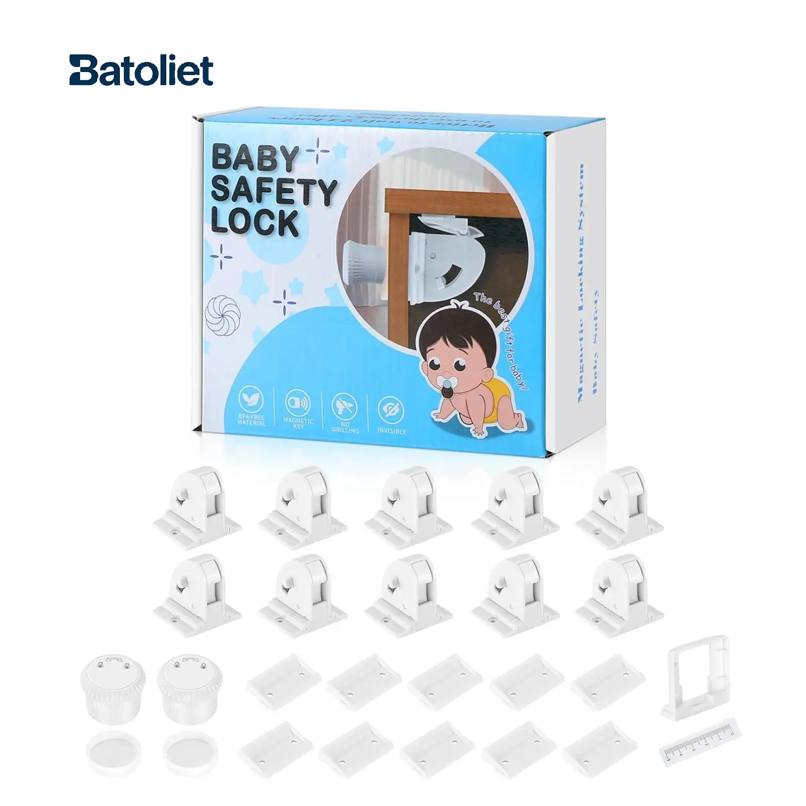 Magnetic Cabinet Locks,Cabinet Locks,Baby Safety Lock 10 Pack Magnetic Cabinet Locks For Child Safety Invisible Design Powerful Magnetic Lock Easy Adhesive Installation No Tools Required Childproof Latches Pack High Chair Nursery