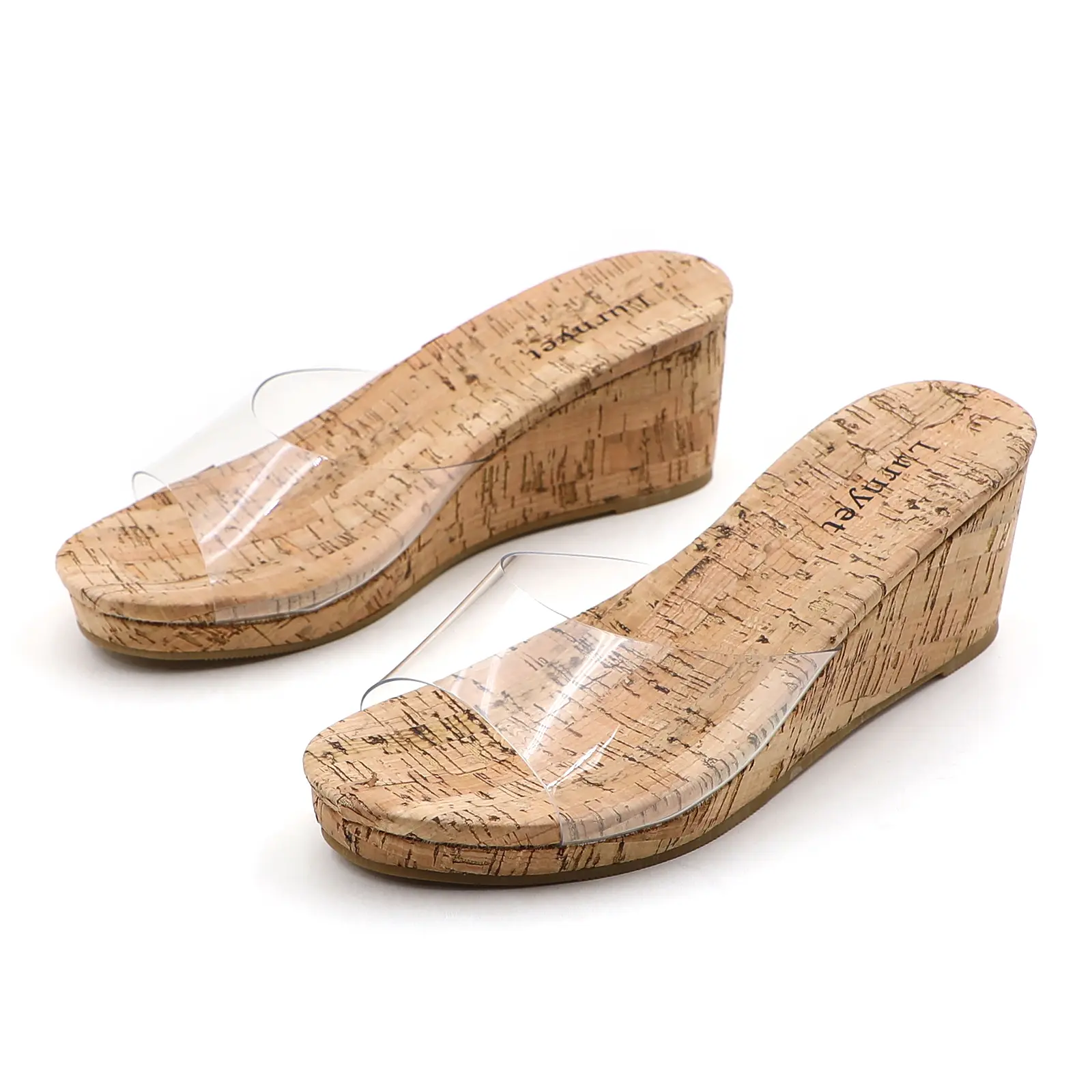 Wedge Sandals Women Open-Toe Comfortable Everyday Wear Wood-Grain Wedge Mules Summer Casual sandal shoe spring shoe for vacation s summershoes square dressy rubber sole slide jute woman clog men footwear strap boho style heels wide feet sun mer shoes flat