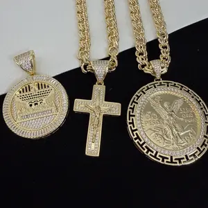 50 Coin Centenario Necklace Jesus Cross Last Supper Chino Link 14k Gold Plated