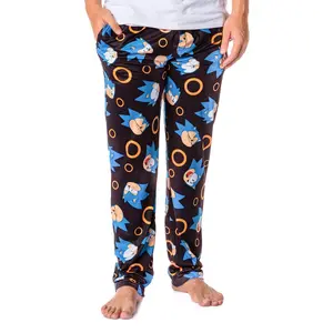 Sonic The Hedgehog Men's Allover Character And Rings Video Game Lounge Pajama Pants