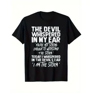 Men's and women's fun devil quotes t-shirt-devil whispers in my ear bold declaration-light four seasons fitness casual top Halloween essential-machine washing regular edition daily wear local warehouse delivery Valentine's day men's gift clothing men's sh